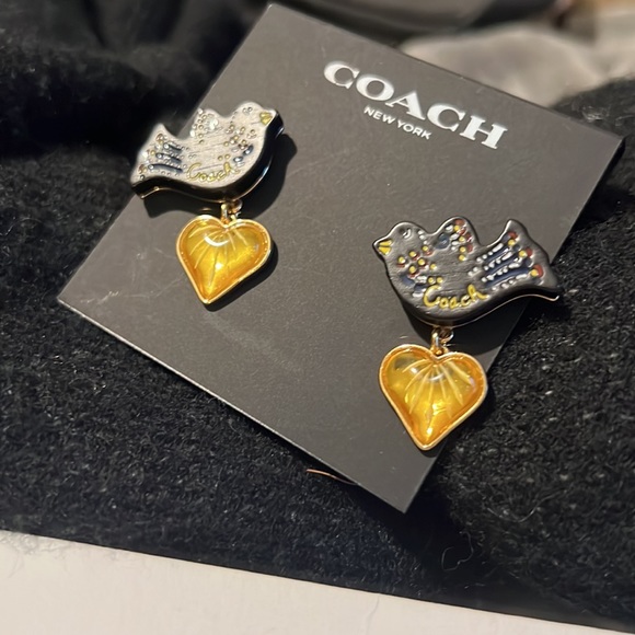 Coach Bird Heart drop Earrings NEW out of stock - Picture 8 of 9